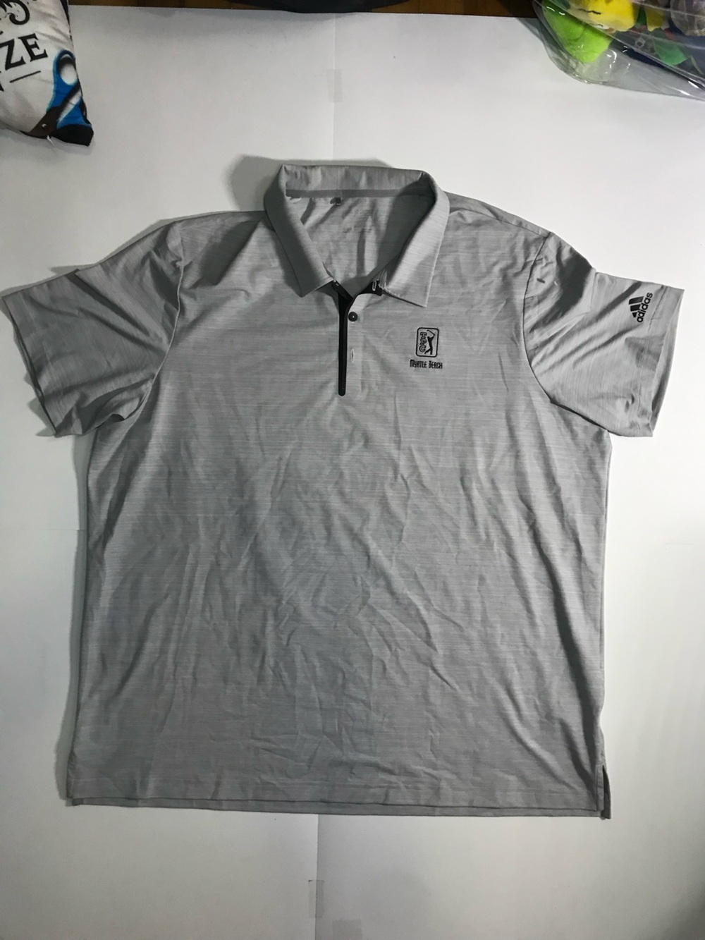 adidas Myrtle Beach Light Gray Men’s Short-Sleeve Polo with Zip Collar 2XL
